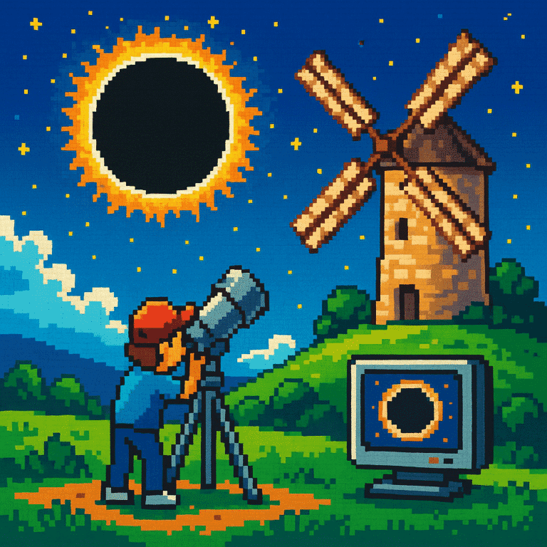 Éclipse solaire 2026 à Vingrau : observation au moulin avec télescope et diffusion en direct